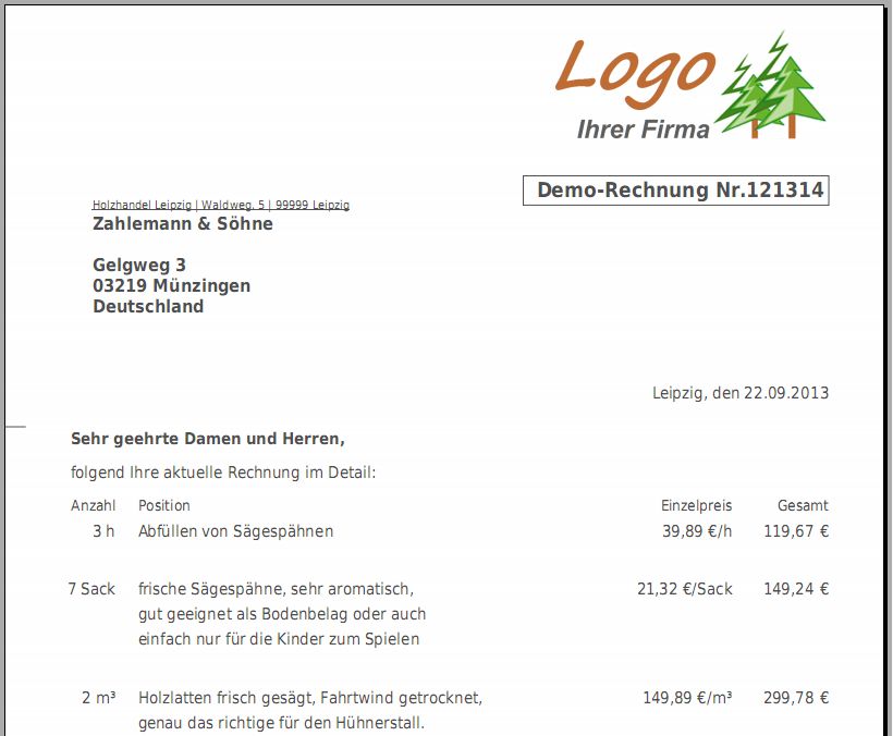 Online Rechnung und Dokumente mit Logo erstellen (Freeware ...